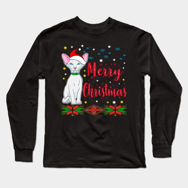 Merry Christmas. Hairless cat Desing. Holiday Gifts Long Sleeve T-Shirt by albaley